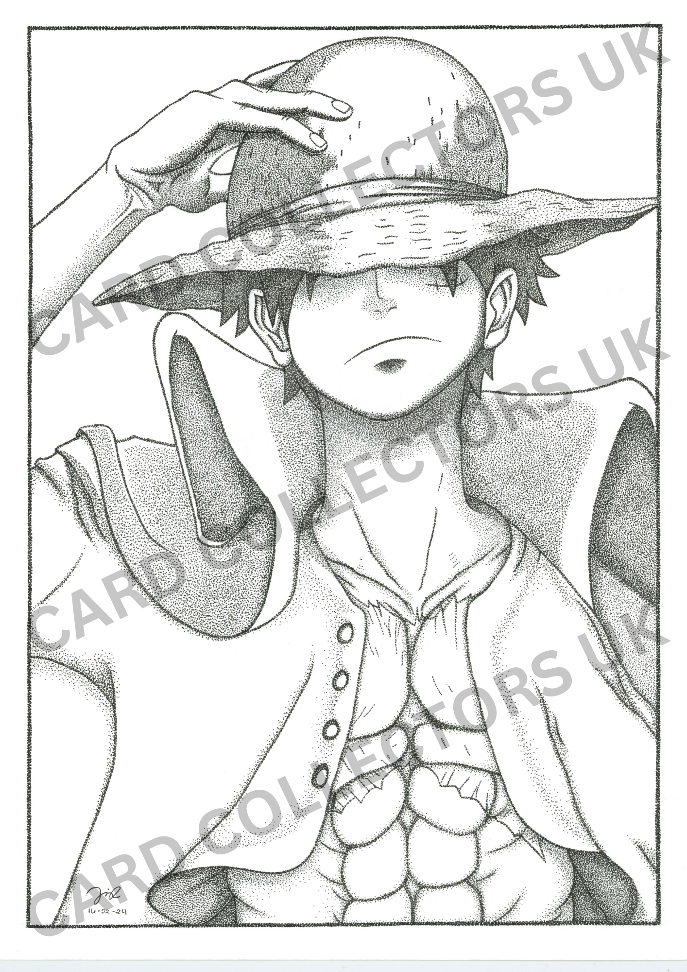 One Piece: Ann Works Custom Art Print Luffy - Pointillism Fan Art (A4)