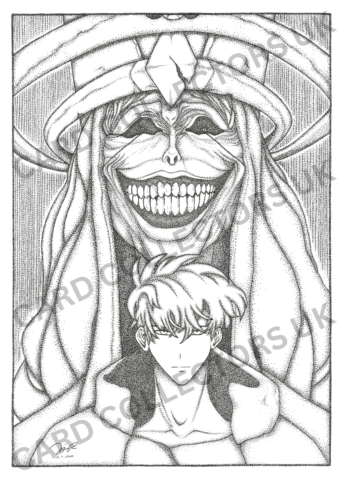 A4 Black & White Solo Leveling Pointillism Traditional Wall Art Poster Print Ink