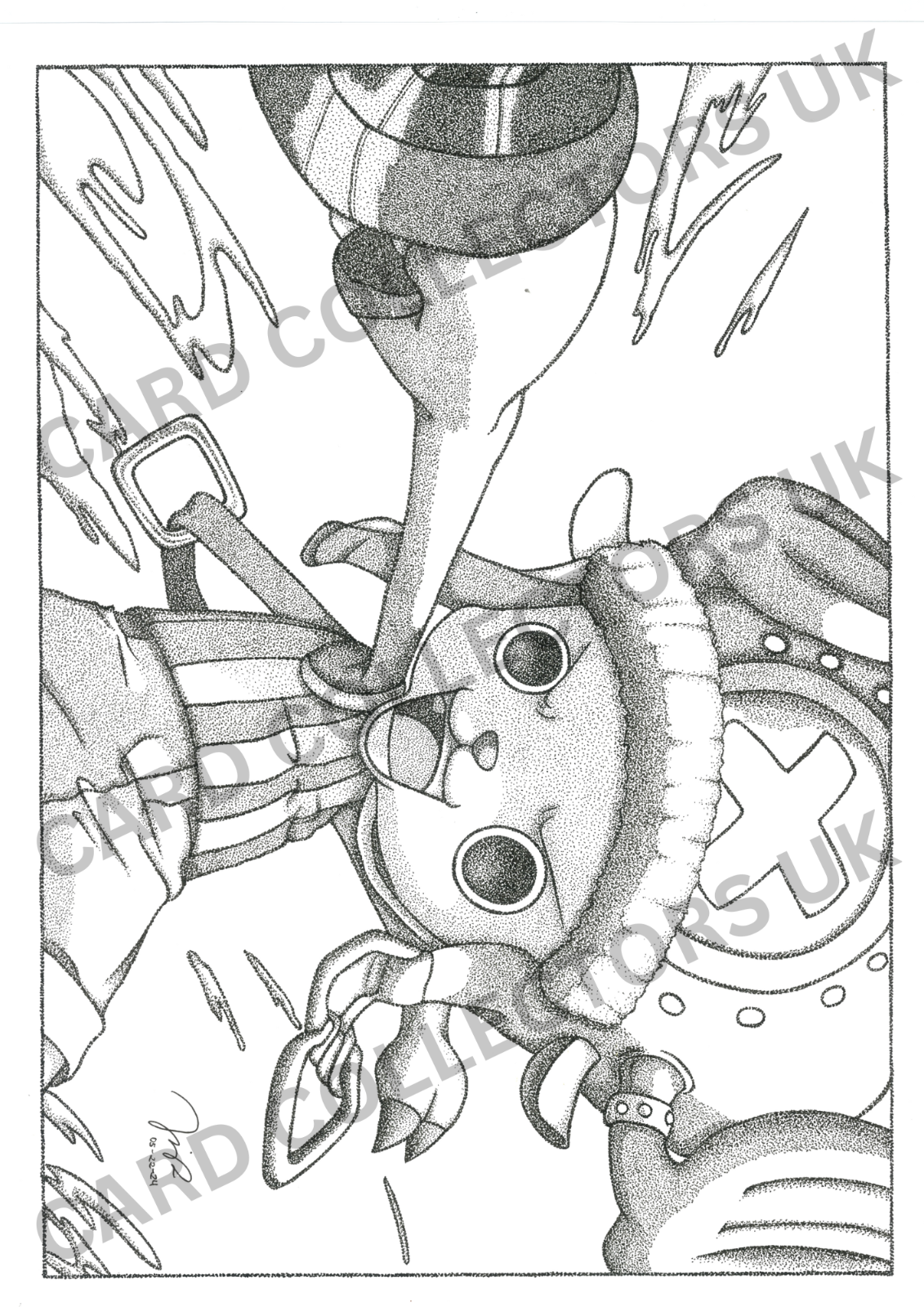 One Piece Chopper Black & White Pointillism Custom Wall Art Poster Print A4