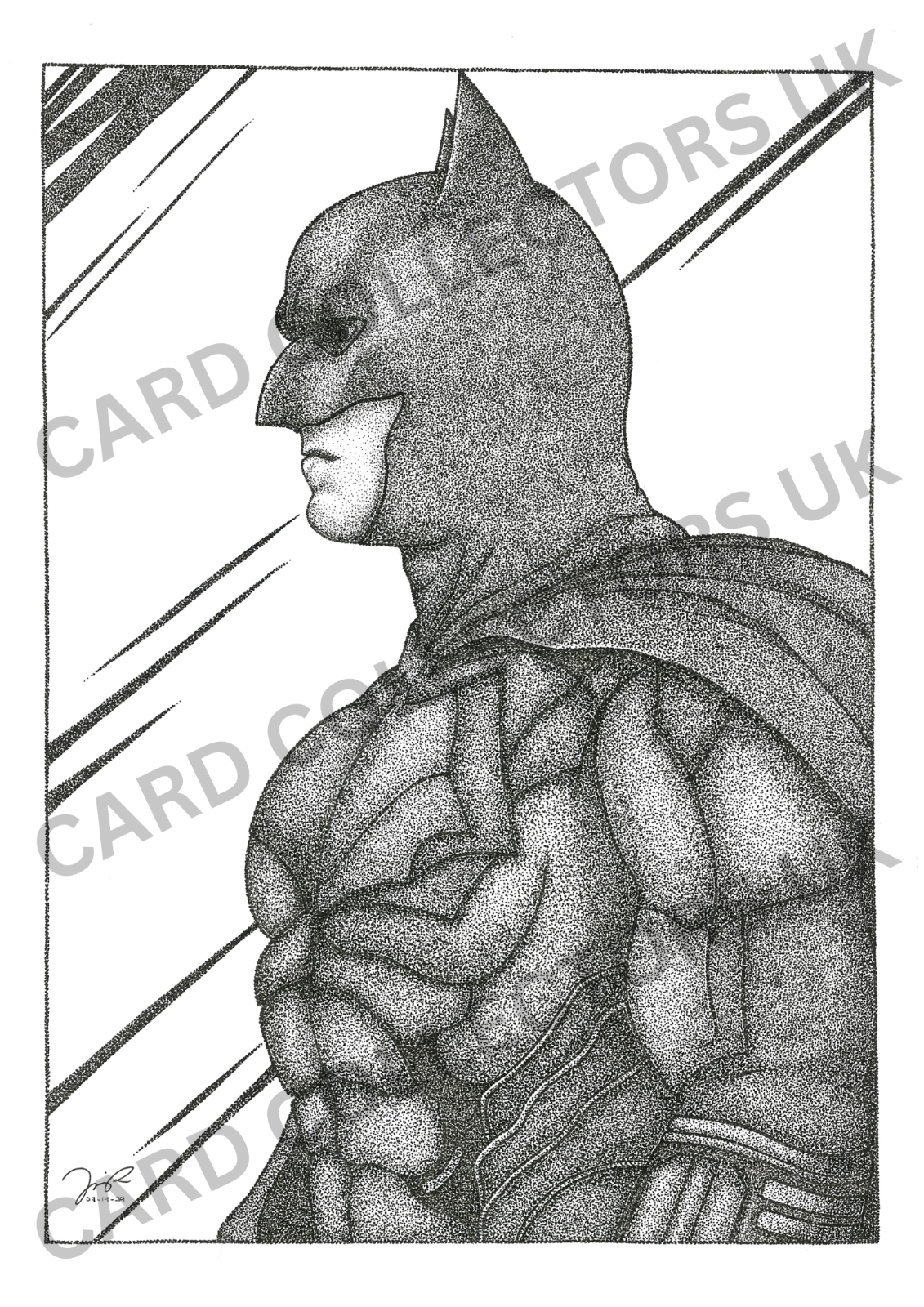 A4 Black & White Batman DC Pointillism Traditional Wall Art Poster Print Picture