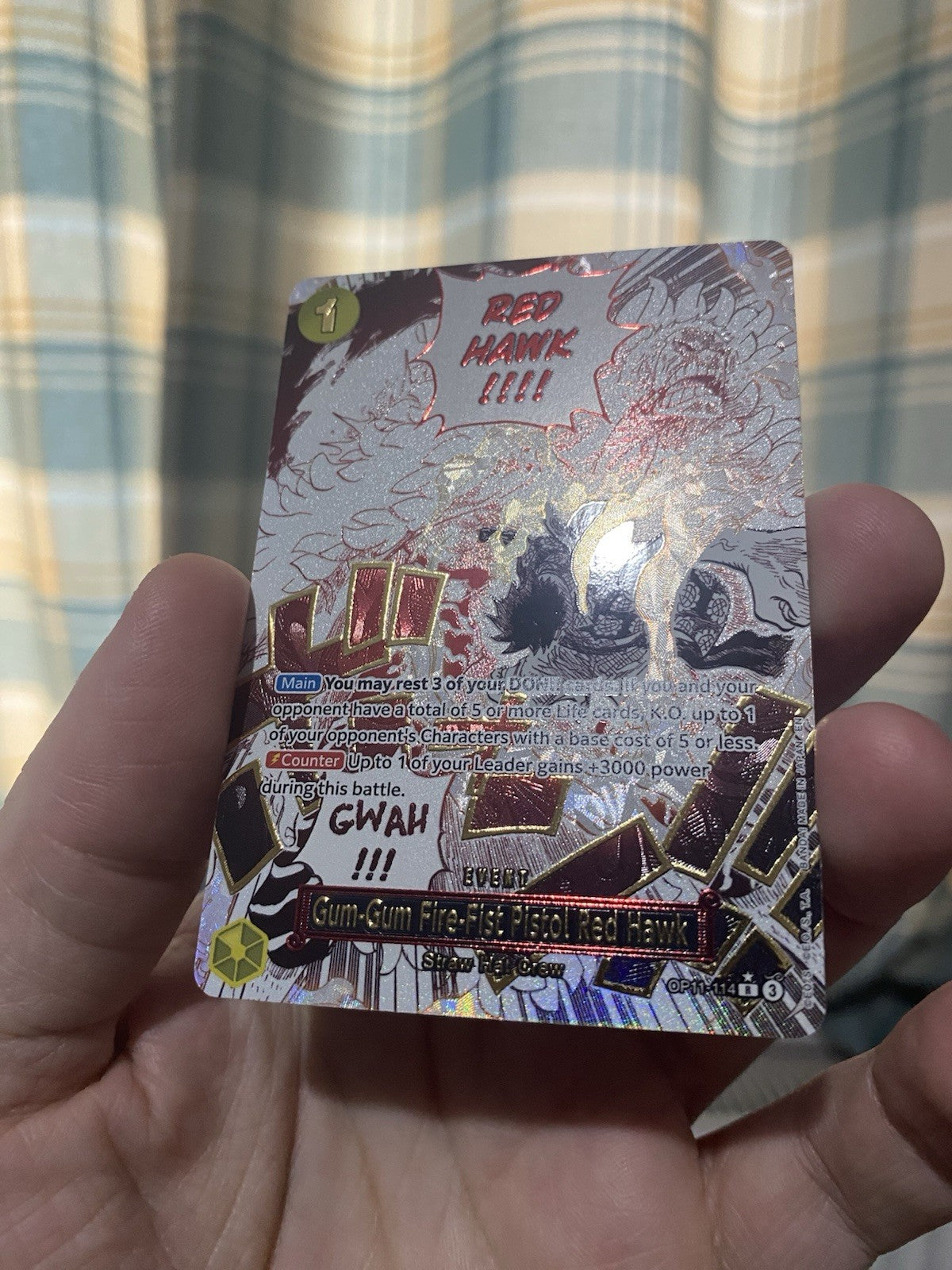 One Piece TCG - OP11-114 Alt Art Gum-Gum Fire-Fist Pistol Red Hawk - English NM!
