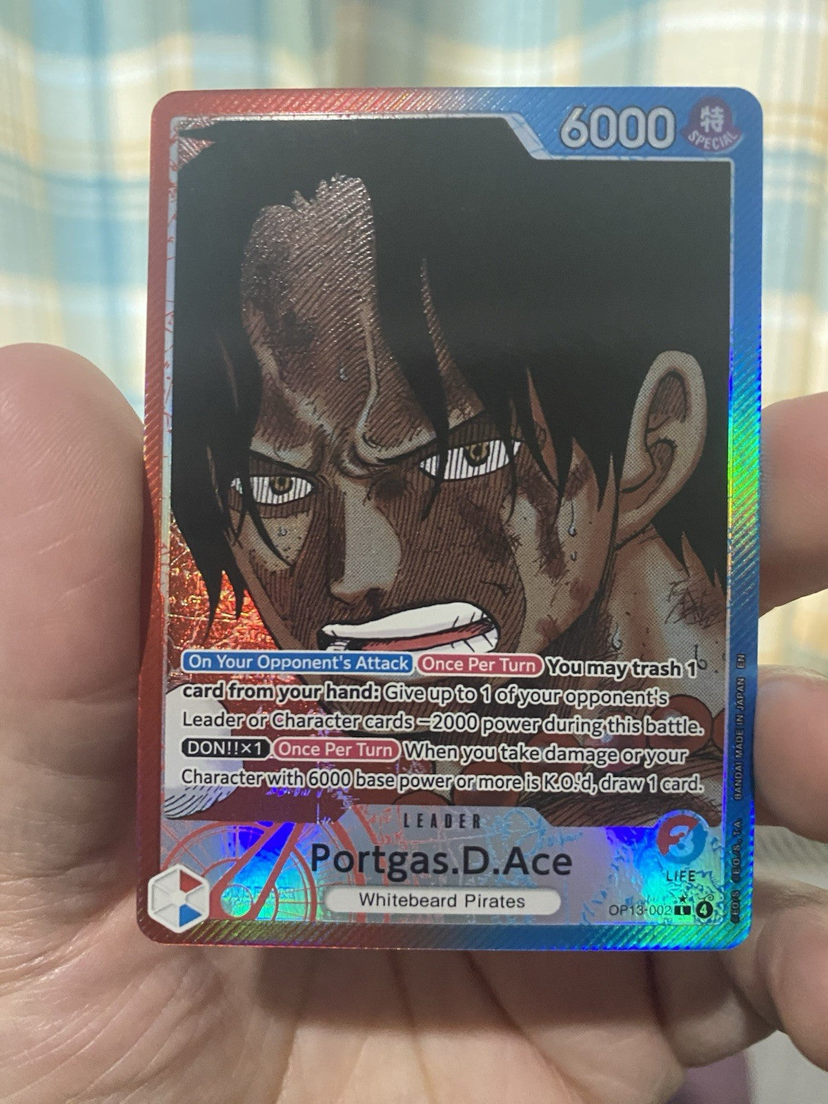 Portgas D Ace OP13 002 Alternate Art Leader One Piece TCG Carrying On His Will
