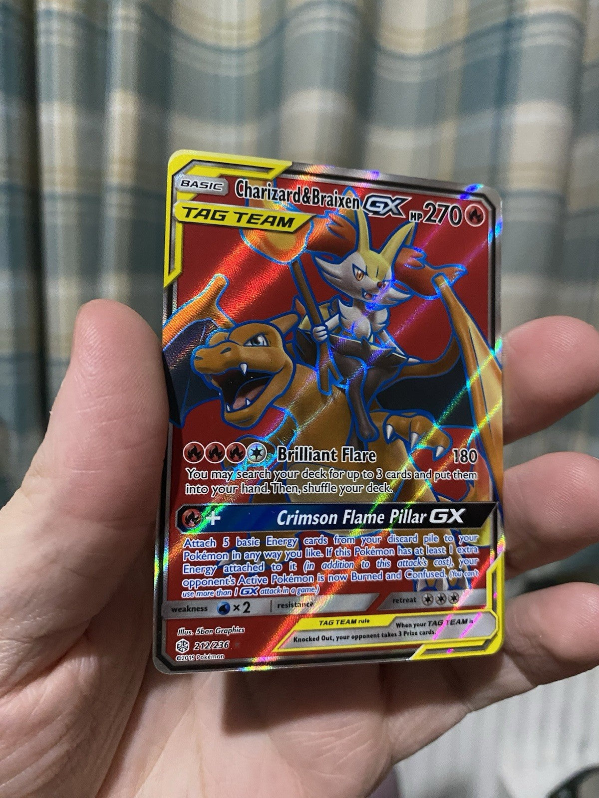 Charizard & Braixen GX 212/236 Cosmic Eclipse Full Art Ultra Rare Pokemon TCG NM