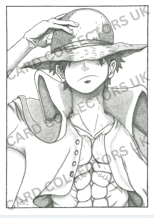 Ann Works Custom Art Print: One Piece Luffy - Pointillism Fan Art (Trading Card Size)