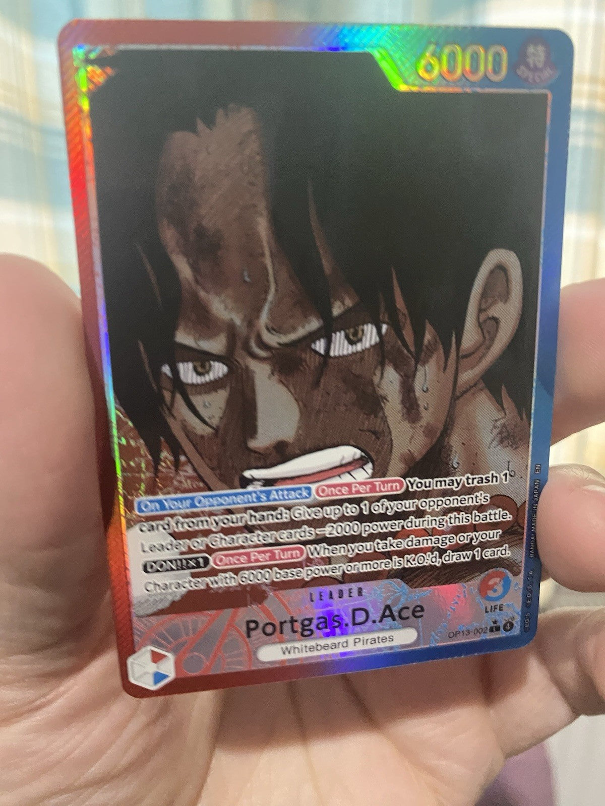 Portgas D Ace OP13 002 Alternate Art Leader One Piece TCG Carrying On His Will