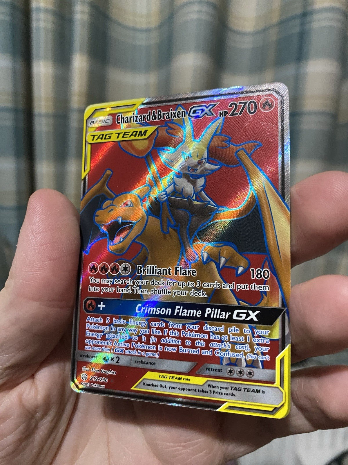 Charizard & Braixen GX 212/236 Cosmic Eclipse Full Art Ultra Rare Pokemon TCG NM