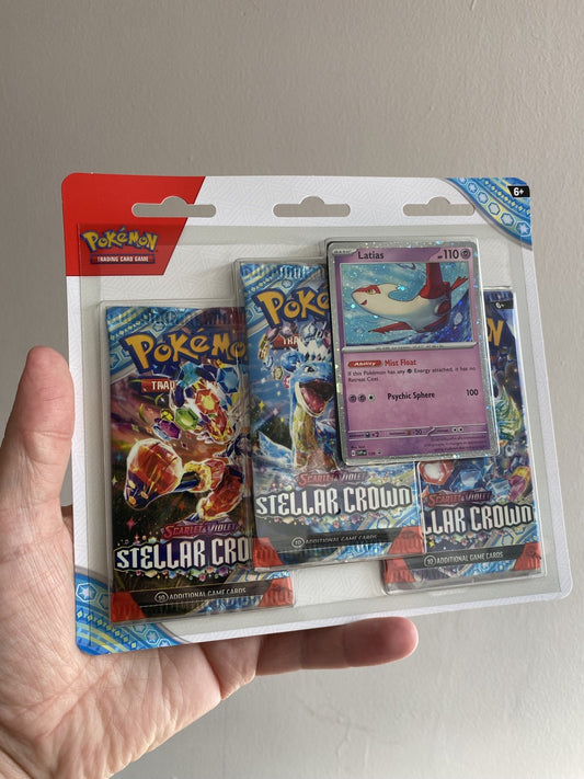 Pokémon TCG Scarlet & Violet Stellar Crown 3 Pack Blister Latias! New & Sealed!