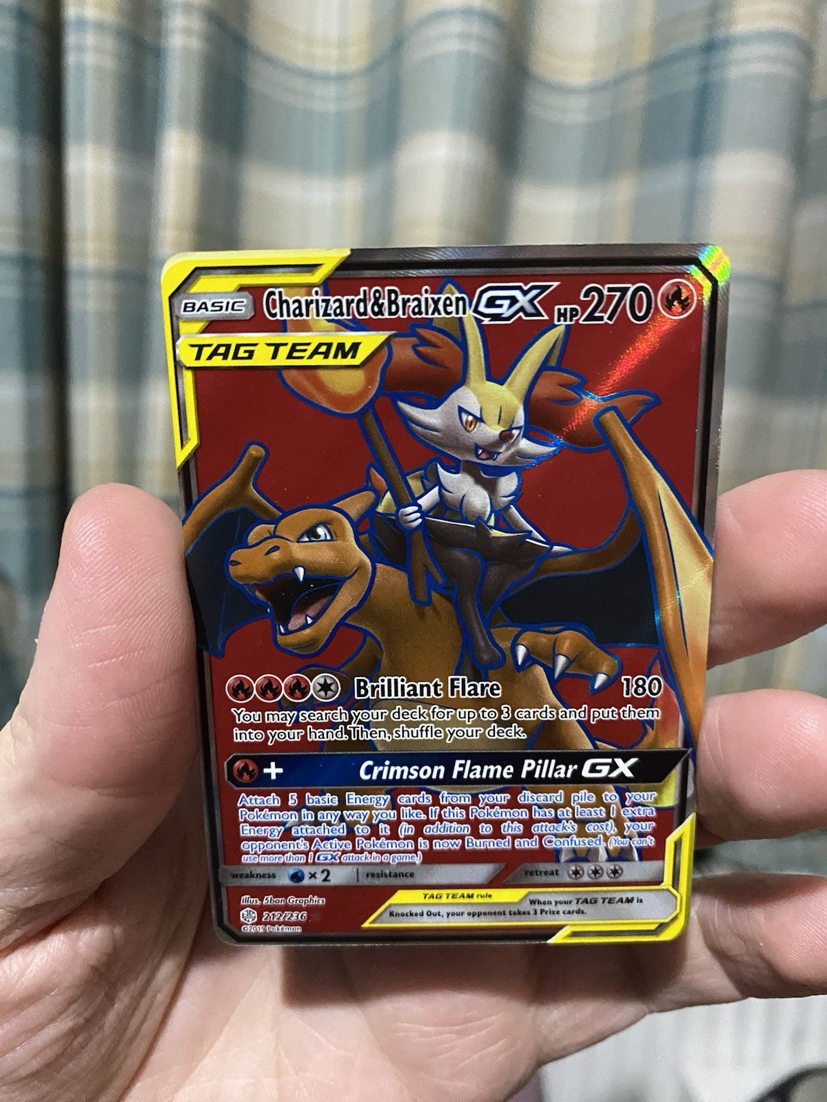 Charizard & Braixen GX 212/236 Cosmic Eclipse Full Art Ultra Rare Pokemon TCG NM