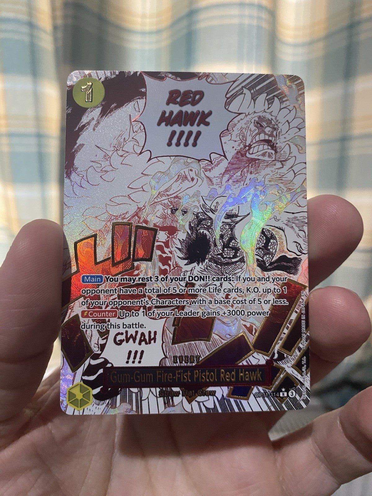 One Piece TCG - OP11-114 Alt Art Gum-Gum Fire-Fist Pistol Red Hawk - English NM!