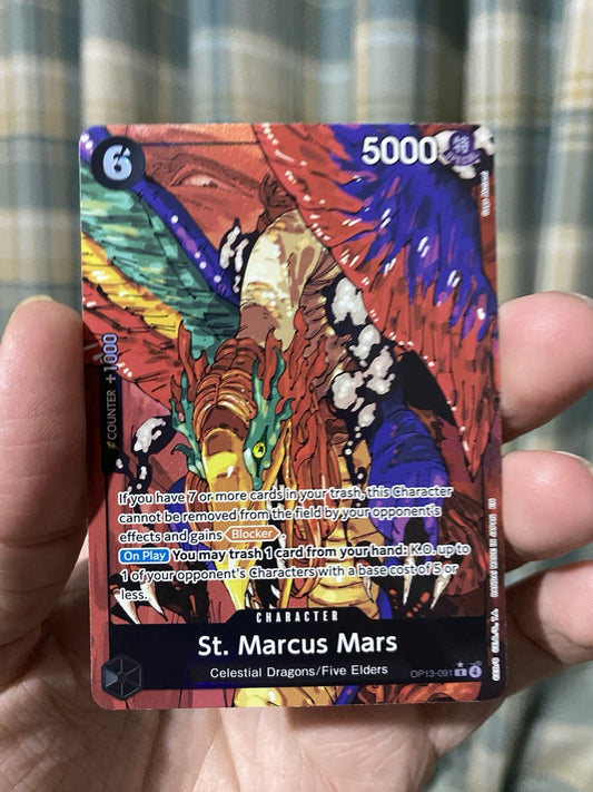 One Piece TCG Carrying On His Will OP13-091 St. Marcus Mars Alt Art Eng NM Rare!