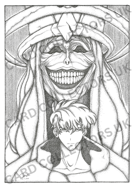 A4 Black & White Solo Leveling Pointillism Traditional Wall Art Poster Print Ink