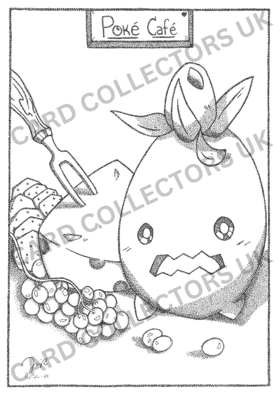 A4 Black & White Smoliv Pokemon Pointillism Traditional Wall Art Poster Print